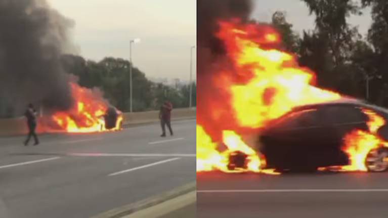 Accidente de tráfico en Cali deja un vehículo incendiado