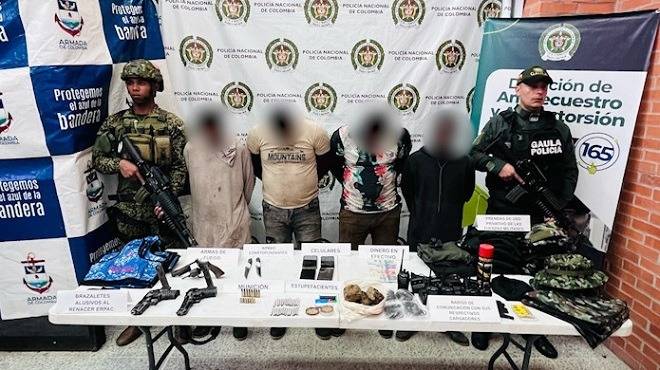 La Polic&iacute;a y la Armada Nacional capturaron cuatro presuntos integrantes de un grupo armado ilegal en el Meta