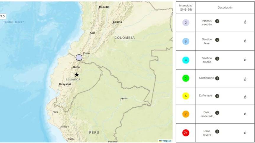 Temblor de magnitud 4.4 sacude frontera entre Ecuador y Colombia; se sintió en Nariño y Putumayo