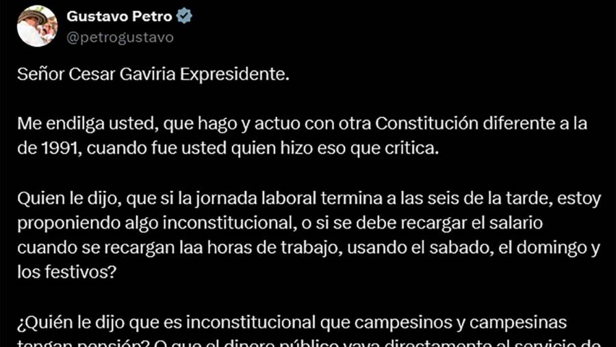Petro le recordó al expresidente César Gaviria que en ese gobierno se actuó con una constitución paralela con artículos transitorios