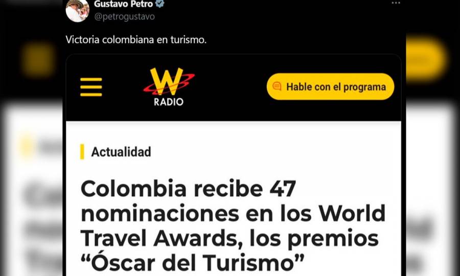 Presidente elogia las 47 nominaciones que recibió Colombia en Premios Mundiales de Turismo