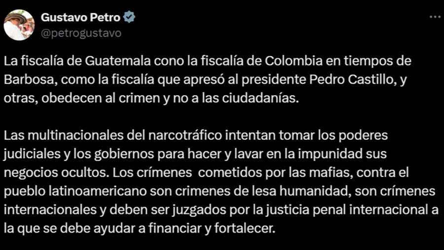 Petro denunció que las multinacionales del narcotráfico intentan tomarse los poderes judiciales de Latinoamérica
