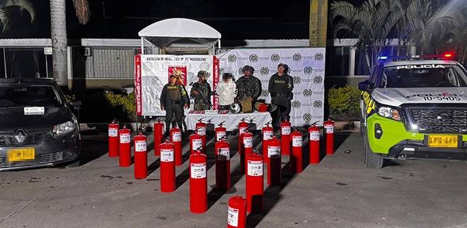 Autoridades propinan golpe al narcotráfico: 280 kilos de marihuana incautados en tanques que simulaban extintores