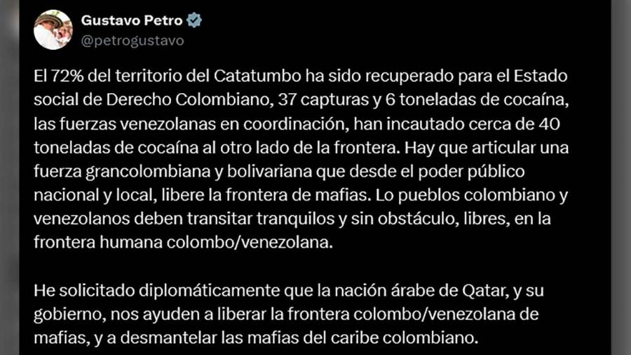 Petro solicita apoyo de Qatar para liberar la frontera colombo-venezolana de las mafias
