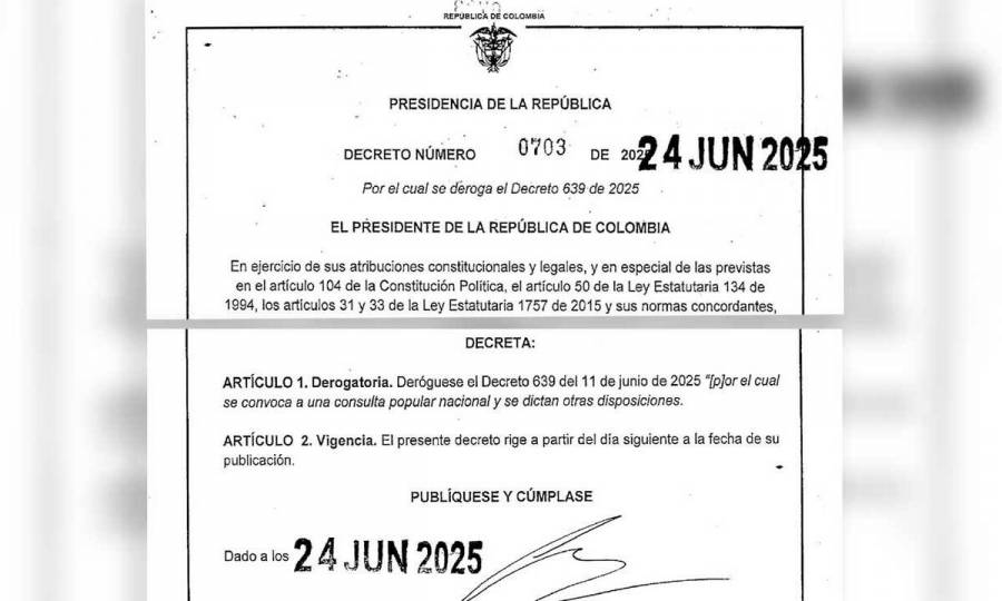 Presidente Petro deroga decreto que convocaba a la consulta popular