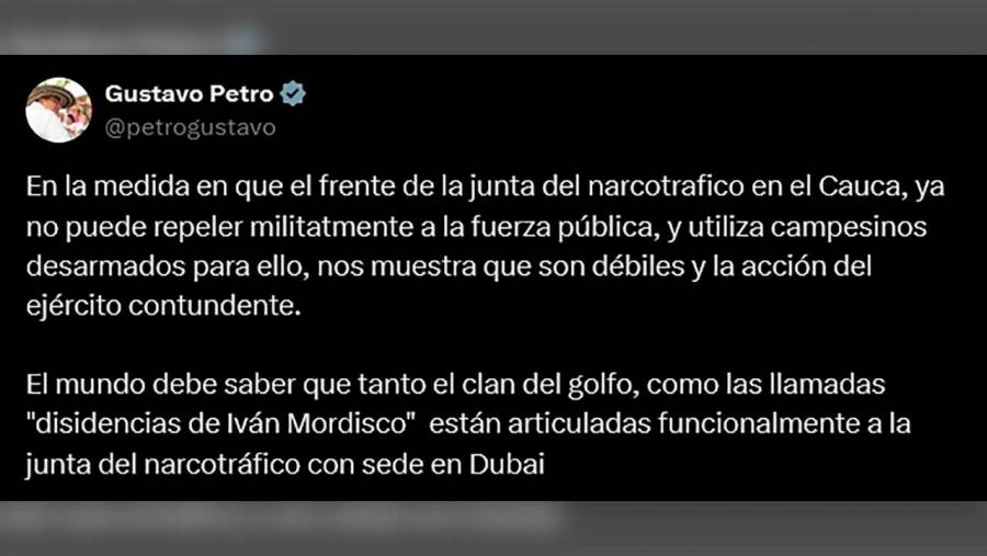 Clan del Golfo y disidencias estarían vinculados a narcotráfico desde Dubái, afirma Petro