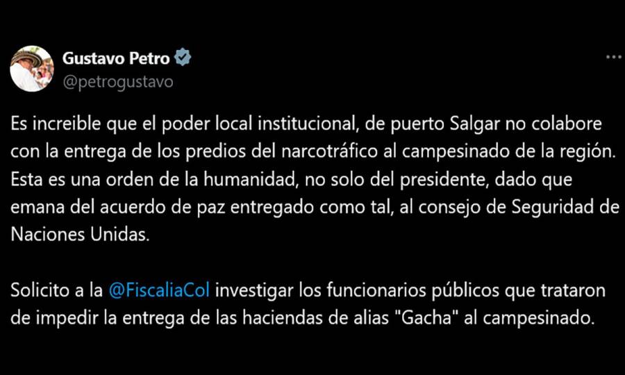 Presidente pide a Fiscalía investigar a funcionarios que intentan impedir recuperación de tierras de la mafia