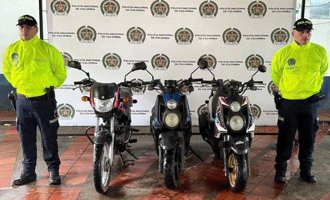 Tres motocicletas hurtadas fueron recuperadas por la Polic&iacute;a Metropolitana de Villavicencio